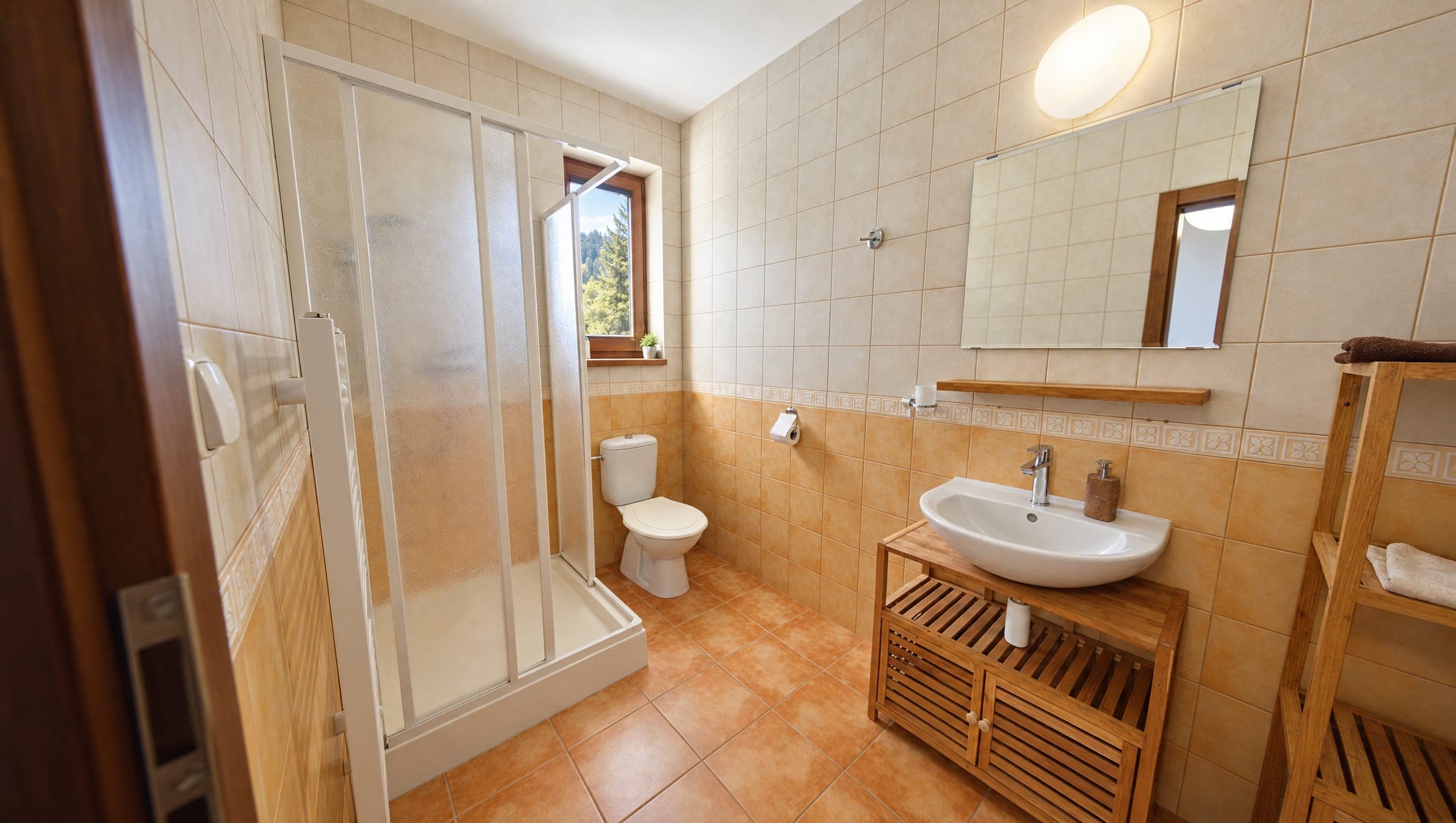 Kúpeľňa v drevenom apartmáne